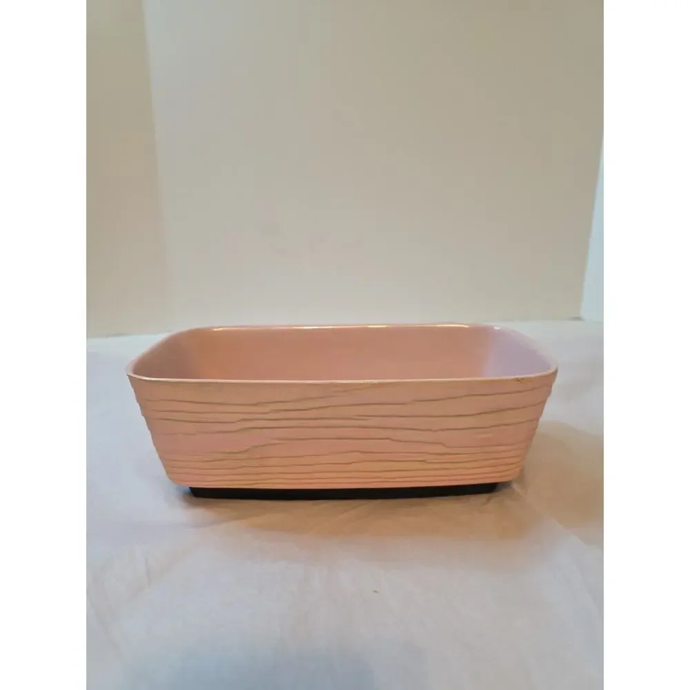 Vintage Shawnee Pink & Black Rectangle Planter USA 1205 Mid-Century Modern Pot